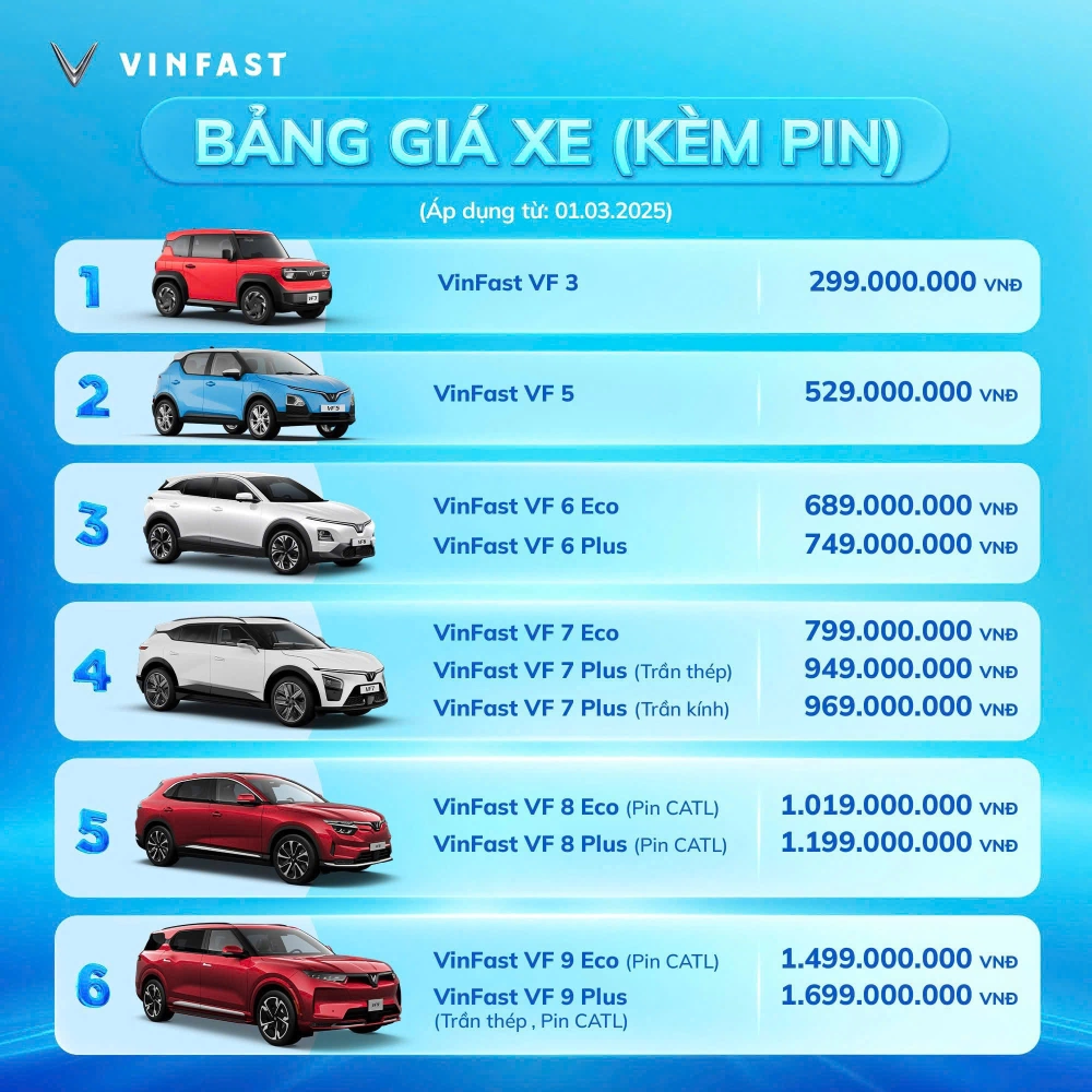 giá xe ô tô điện tại Việt Nam 2025 chỉ từ 269 triệu đồng