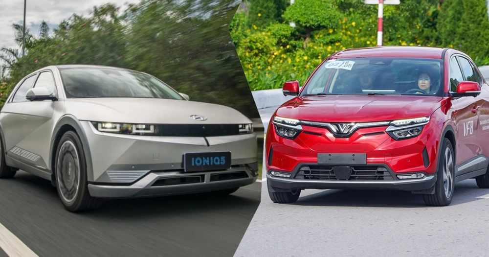  Hyundai IONIQ 5 và VinFast VF 8 cạnh nhau, thể hiện sự cạnh tranh trong phân khúc SUV điện tại Việt Nam