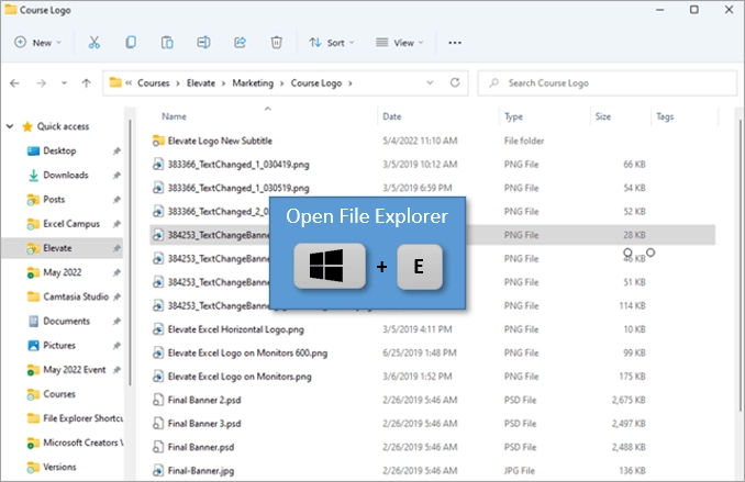 Dùng phím Tab để chuyển đến danh sách file/thư mục.