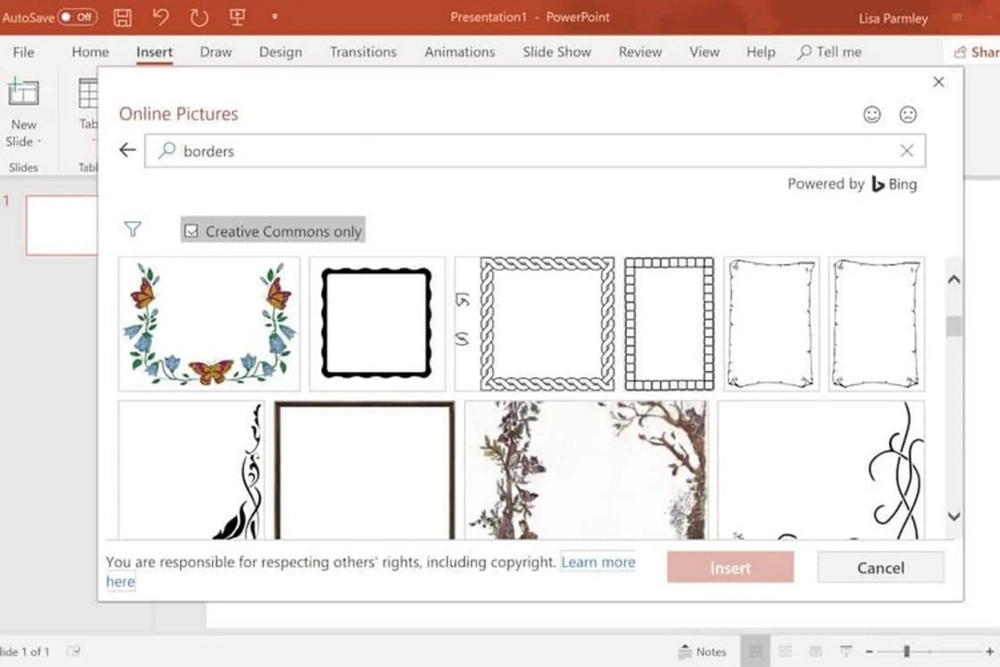 Slide PowerPoint với khung viền có sẵn
