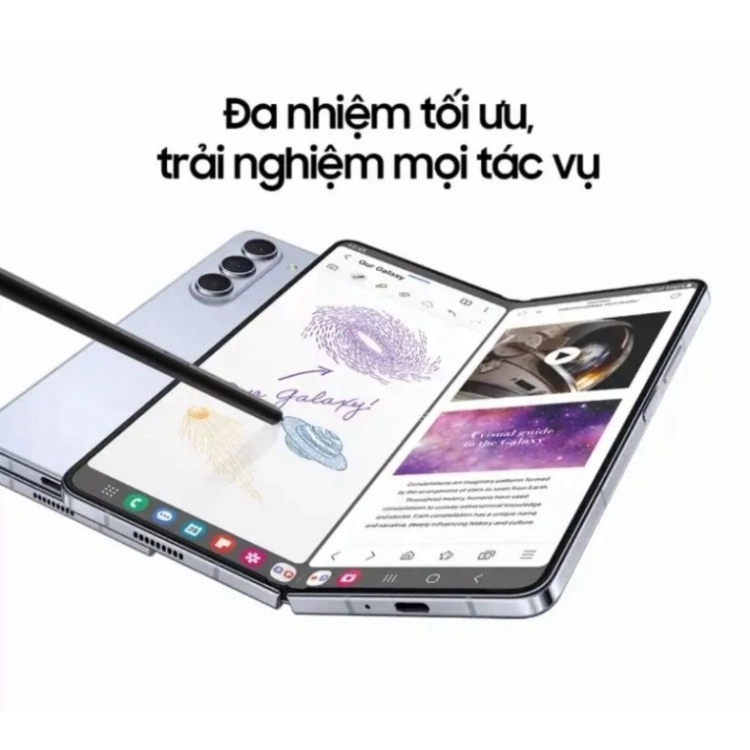 Samsung Galaxy Z Fold 7 với màn hình gập mở linh hoạt, hiển thị chế độ đa nhiệm.