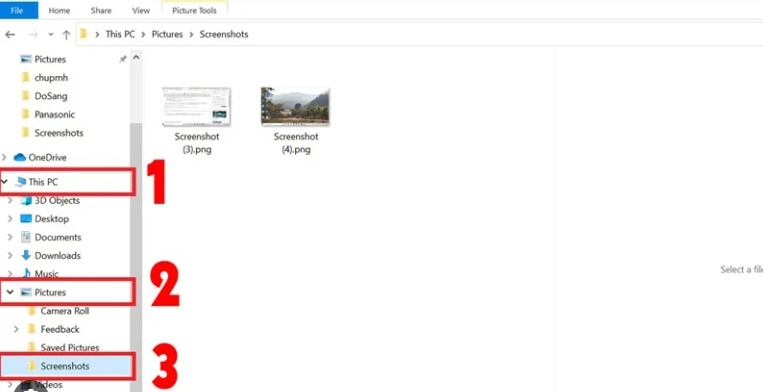 Thư mục Scereenshots trong File Expiorer với các ảnh được chụp tự động