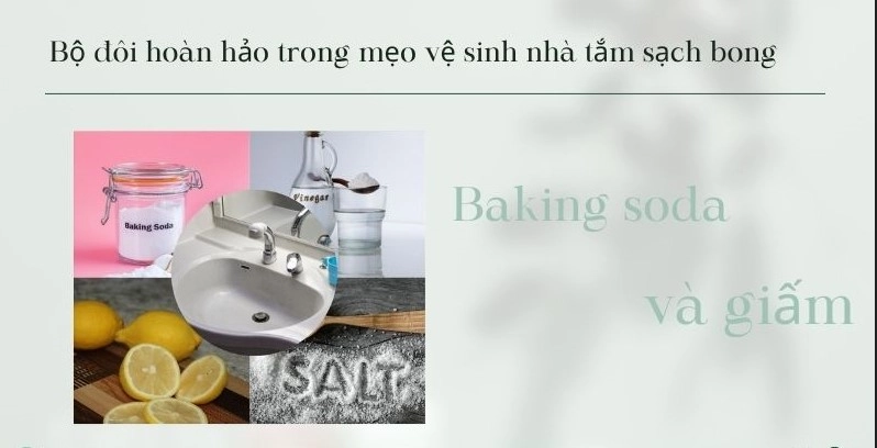  Baking soda và giấm là bộ đôi hoàn hảo trong mẹo vệ sinh nhà tắm sạch bong
