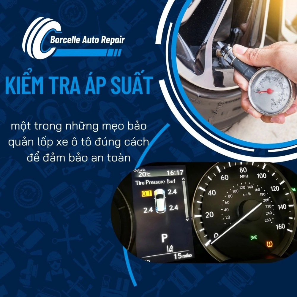  Kiểm tra áp suất là một trong những mẹo bảo quản lốp xe ô tô đúng cách để đảm bảo an toàn