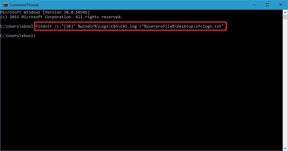 Màn hình Command Prompt đang chạy lệnh sửa lỗi