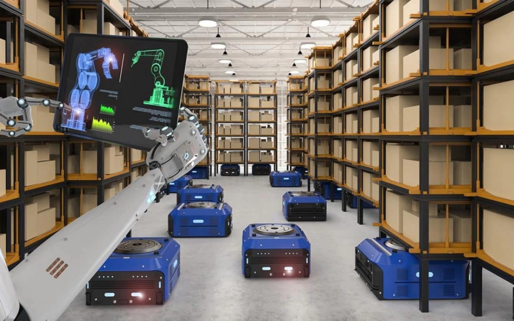 Robot tự động di chuyển hàng trong nhà kho  và quản lý tồn kho, đơn hàng vận chuyển