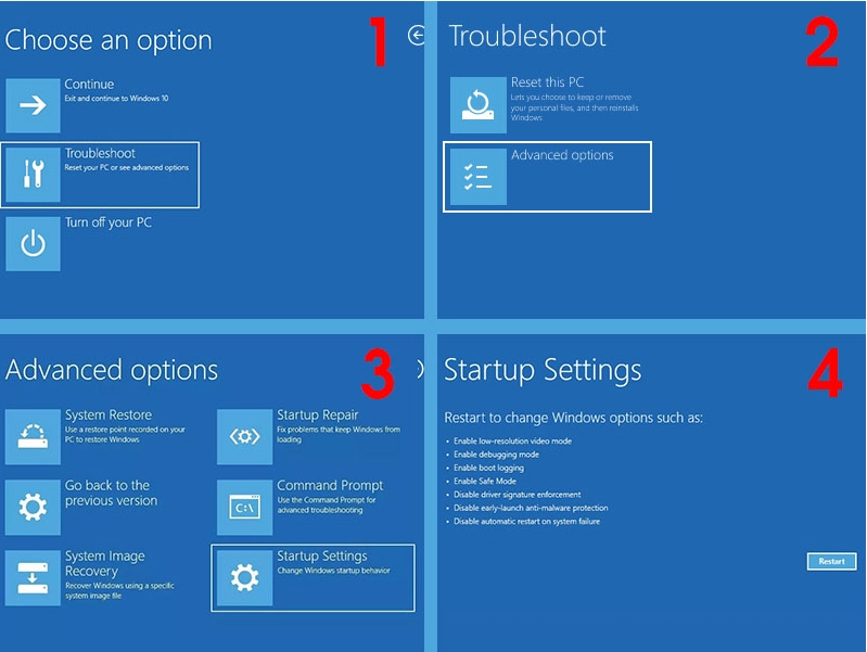 Hướng dẫn cách vào safe mode win 10 từ màn hình login.