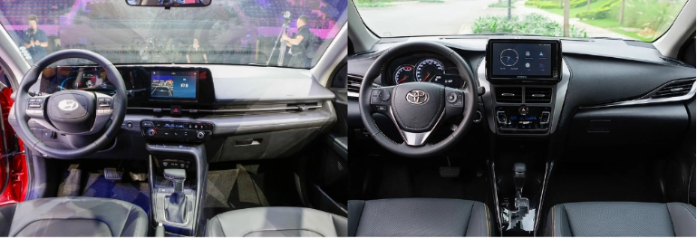 So sánh các tính năng công nghệ của Hyundai Accent và Toyota Vios về nội thất.