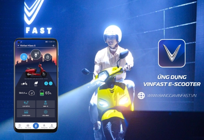 Công nghệ xe điện VinFast với ứng dụng E-Scooter tiện lợi.