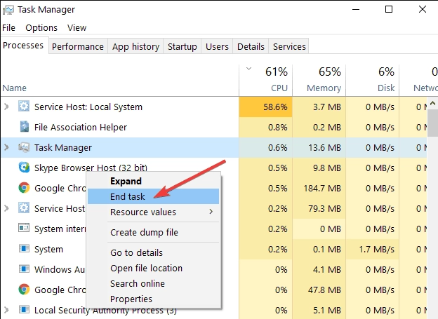 Task Manager giúp người dùng đóng các tác vụ gây lỗi khi máy tính không tắt được