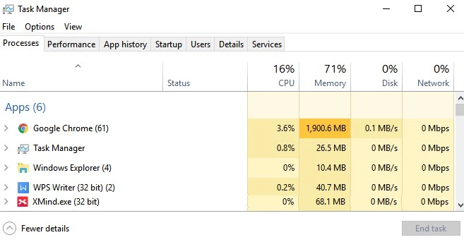 Task Manager hiện tiến trình chiếm tài nguyên, giúp biết máy tính bị nóng