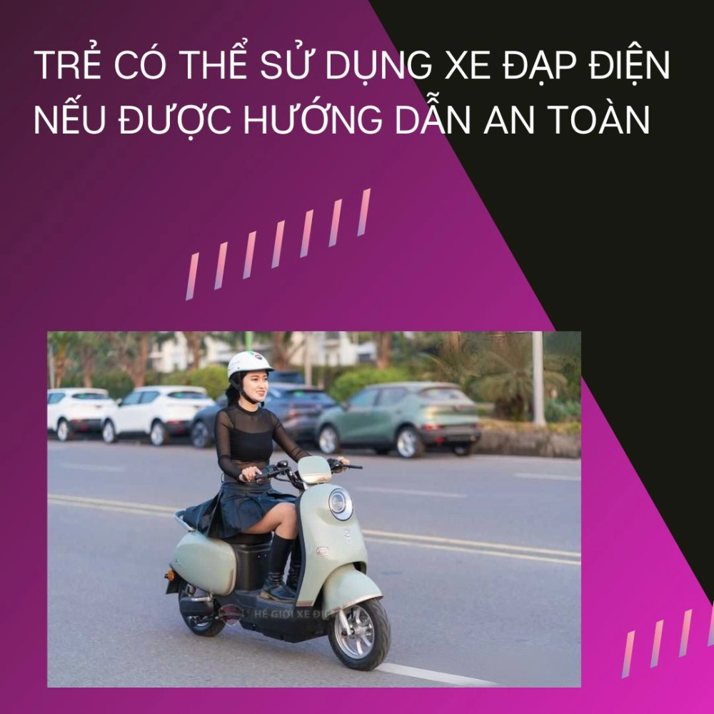 Trẻ có thể sử dụng xe đạp điện nếu được hướng dẫn an toàn