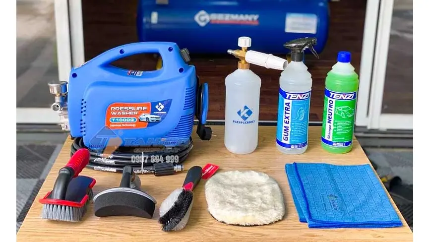 Bộ dụng cụ cơ bản để rủa xe tại nhà