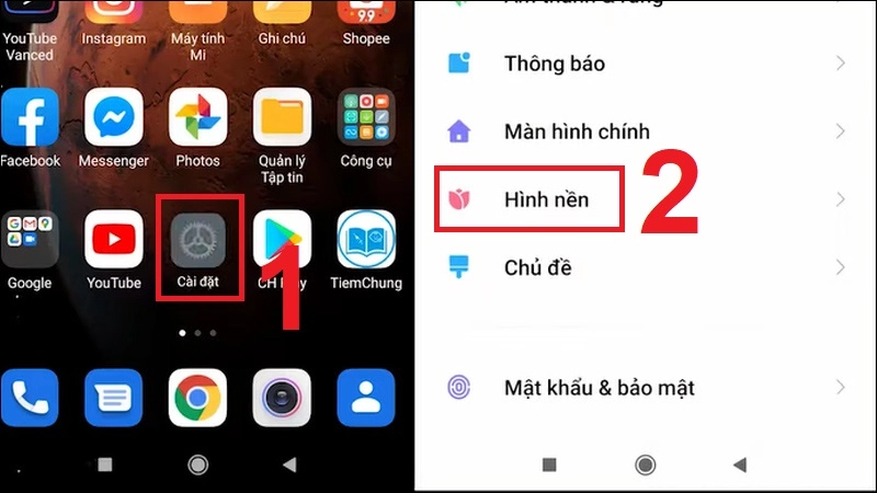 cài đặt hình nền dễ dàng chỉ với vài cú chạm.