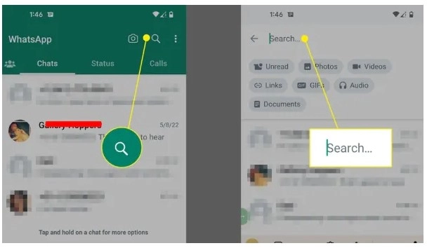 Giao diện trên trình duyệt với thanh tìm kiếm hiển thị từ khóa “WhatsApp”