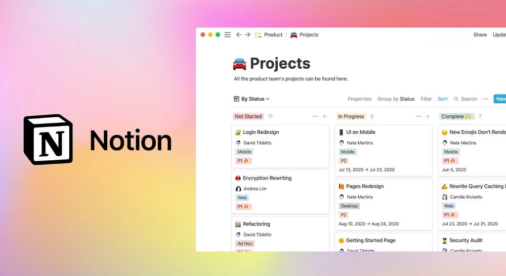 Giao diện ứng dụng Notion trên PC