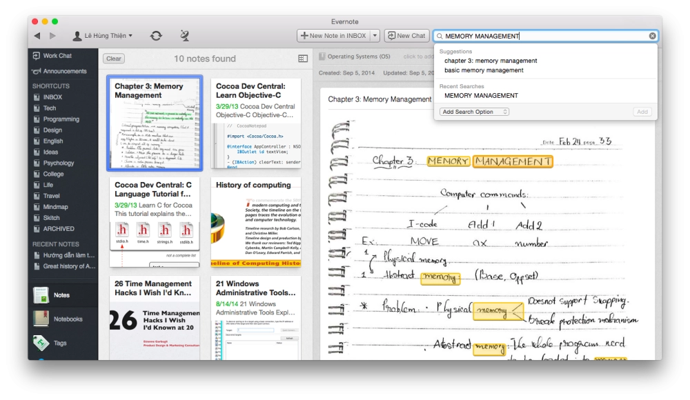 Một hệ thống thư mục trong Evernote
