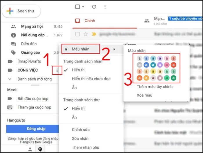 Nhãn màu sắc giúp bạn dễ dàng phân loại email công việc