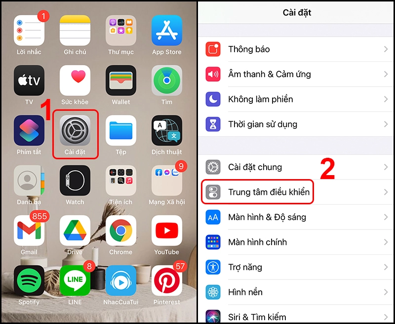 Thêm nút ghi màn hình vào Trung tâm Điều khiển để sử dụng nhanh chóng.