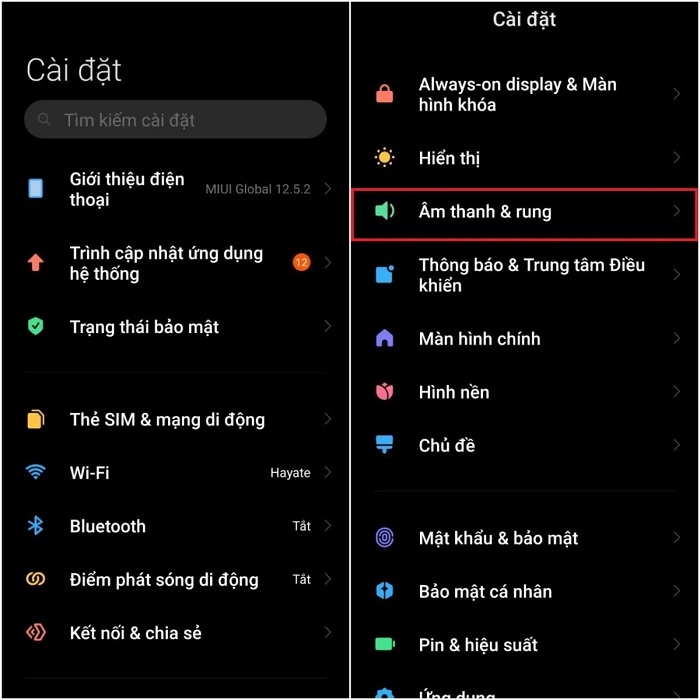 Tùy chọn âm thanh thông báo với danh sách nhạc chuông trên Android.