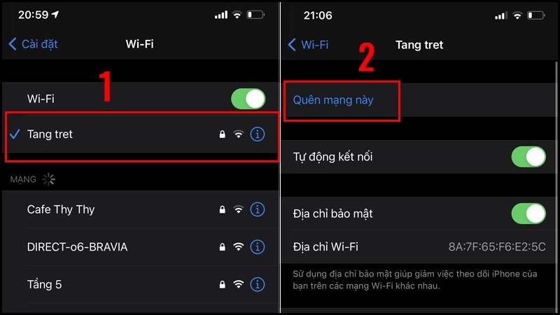 vào Cài đặt và truy cập WiFi mà bạn đang dùng, nhấn vào Quên mạng này (Xóa mạng này)