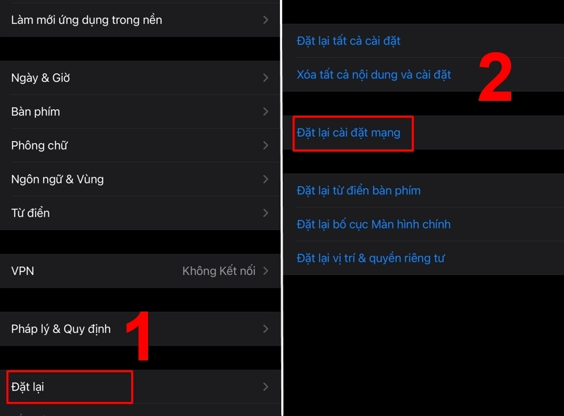 Cài đặt lại mạng trên thiết bị của bạn