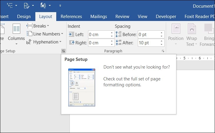 Căn lề trong Word theo cm trong tab Layout, giúp bạn dễ dàng tùy chỉnh tài liệu