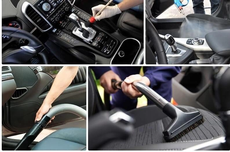 Máy hút bụi mini làm sạch ghế vải, một bước quan trọng trong cách vệ sinh nội thất xe ô tô